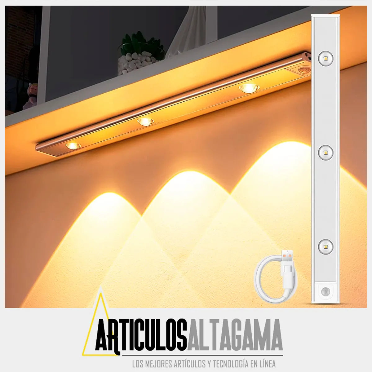 Luz led con sensor movimiento 40cm